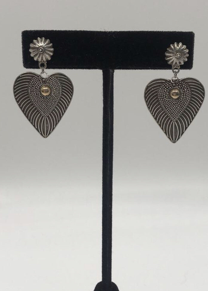 Large handmade sterling silver earrings, Indonesia, with beautiful gold wash