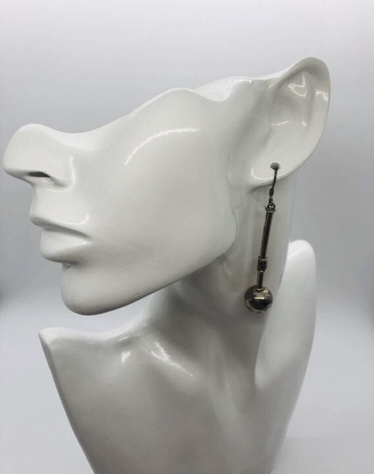Large Handmade sterling silver Earrings Indonesia, Vintage old stock, Hammers
