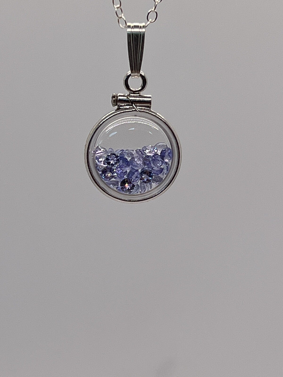 Diminutive Tanzanite  Citrine Shaker Locket Lucite, December Birthstone, I.6 TCW