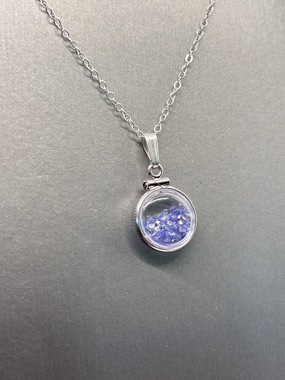 Diminutive Tanzanite  Citrine Shaker Locket Lucite, December Birthstone, I.6 TCW