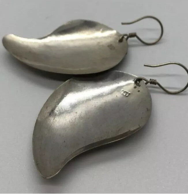 Large handmade sterling silver earring, gold wash, Indonesia,, new old stock