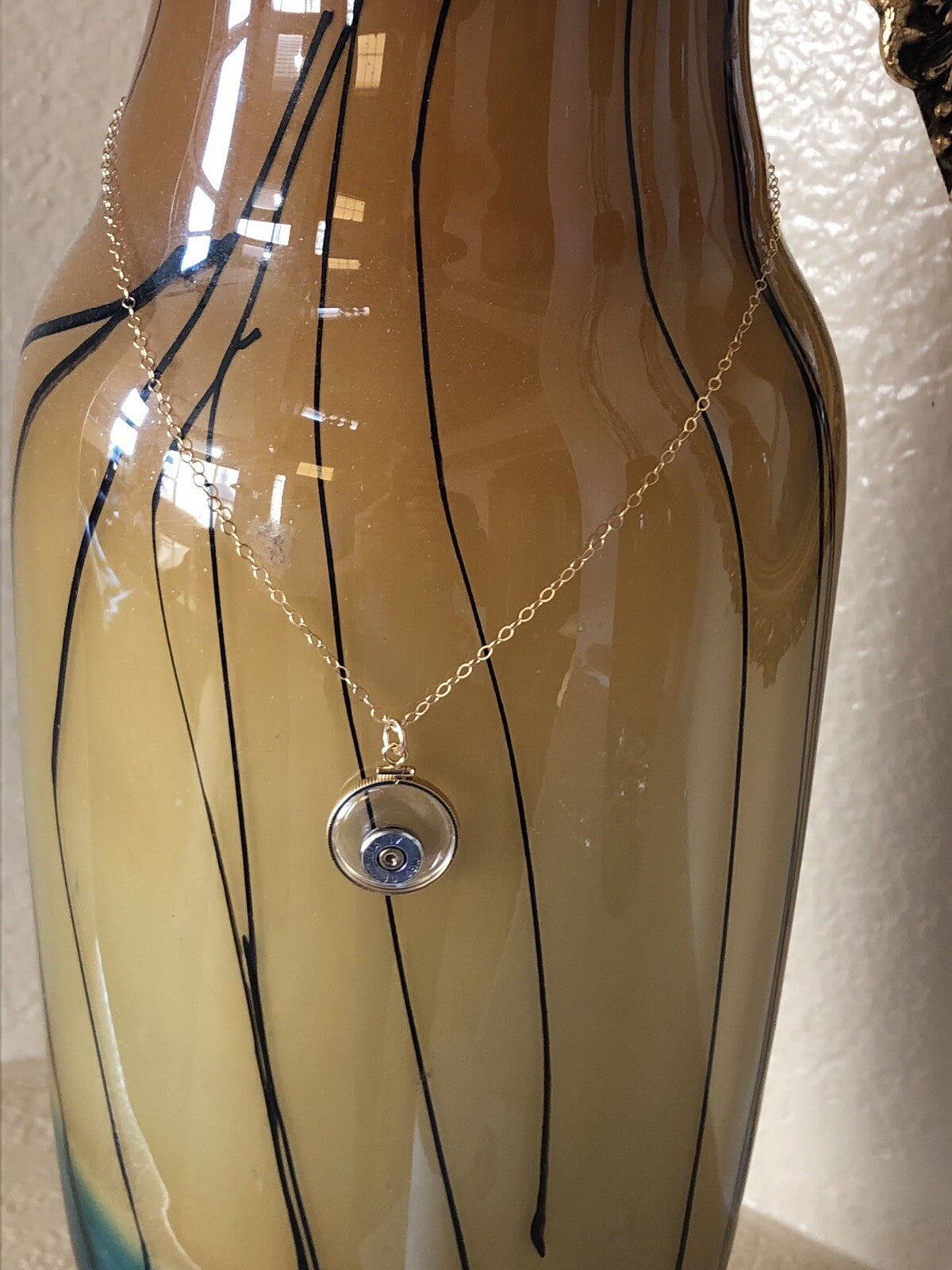 S&W 40 cal bullet necklace,back to back view locket, 14k gold filled locket-new