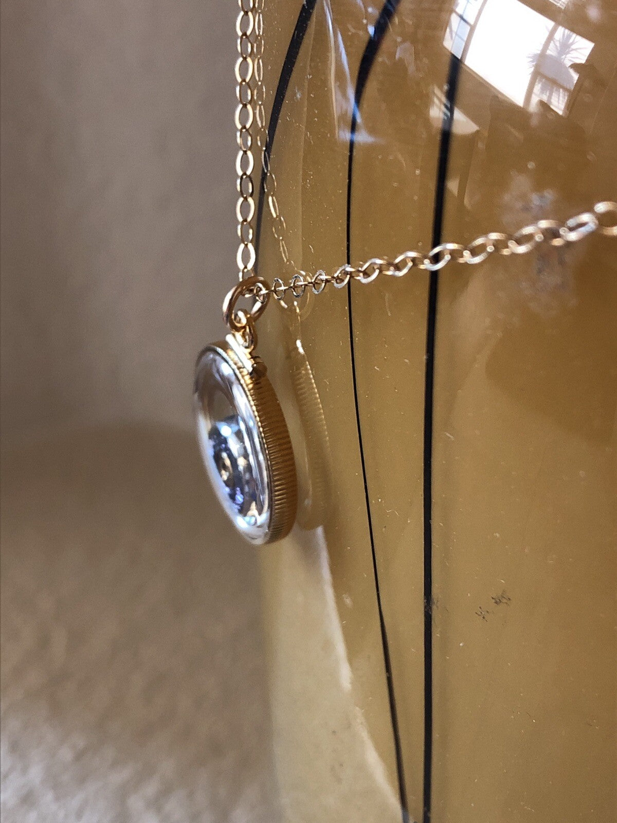 S&W 40 cal bullet necklace,back to back view locket, 14k gold filled locket-new