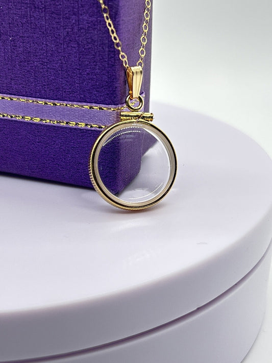 Empty Customizable Nickel Size  14k gold filled Lucite Shaker locket, Lucite