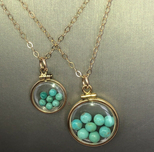 Vintage 12k gold filled Shaker Locket with  Beautiful Turquoise Cabochons
