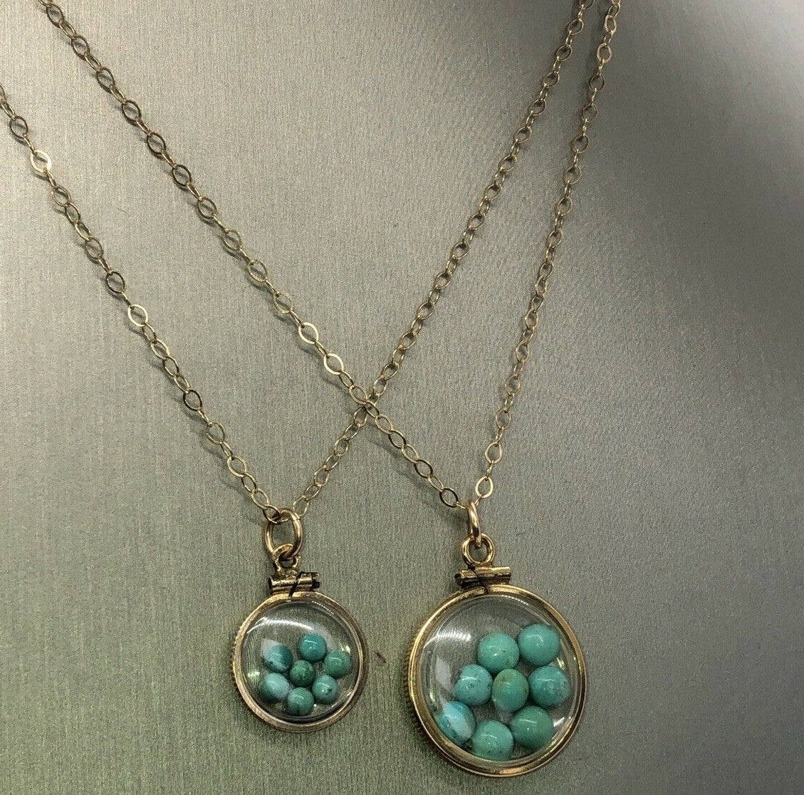 Vintage 12k gold filled Shaker Locket with  Beautiful Turquoise Cabochons