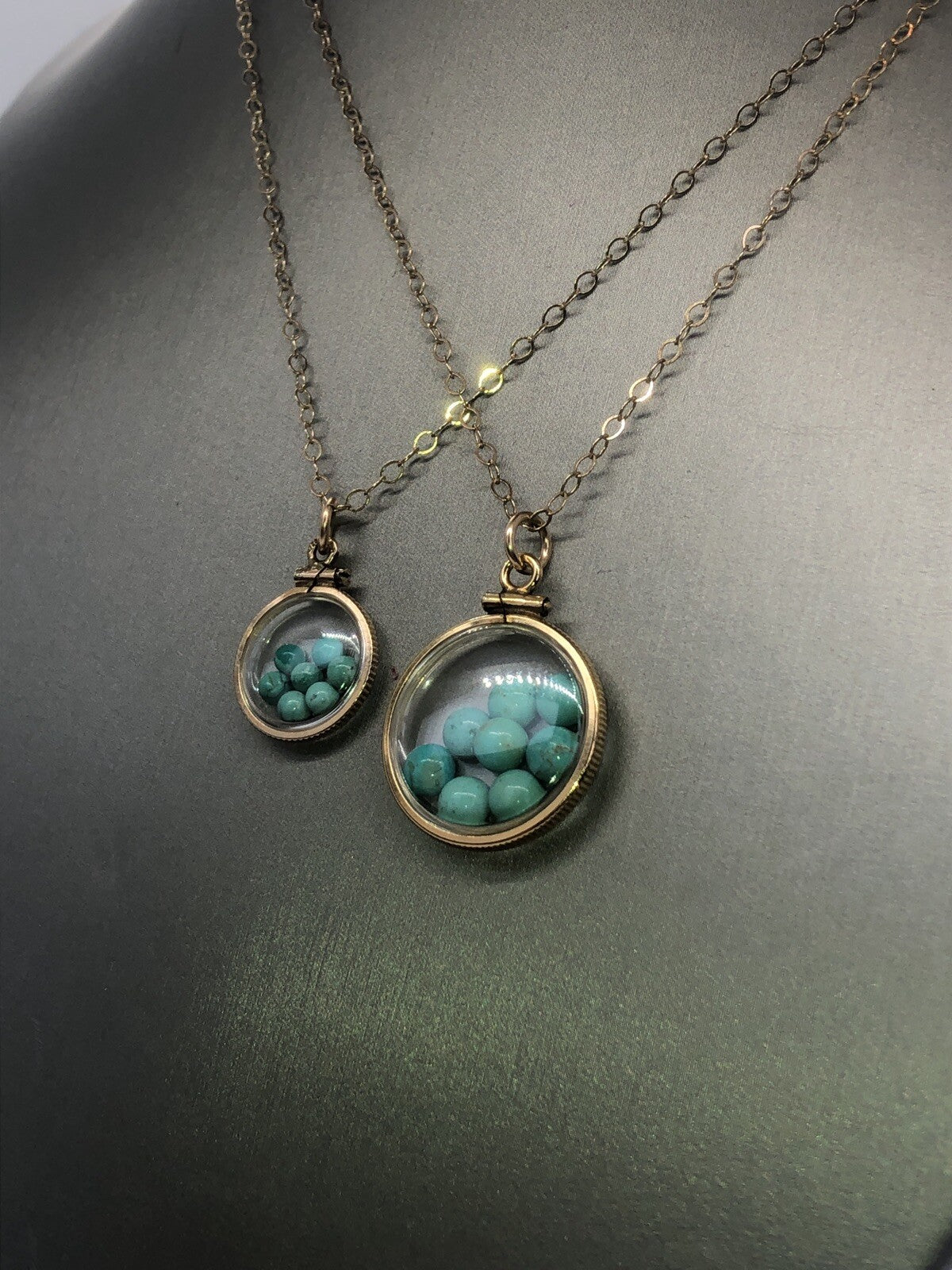Vintage 12k gold filled Shaker Locket with  Beautiful Turquoise Cabochons