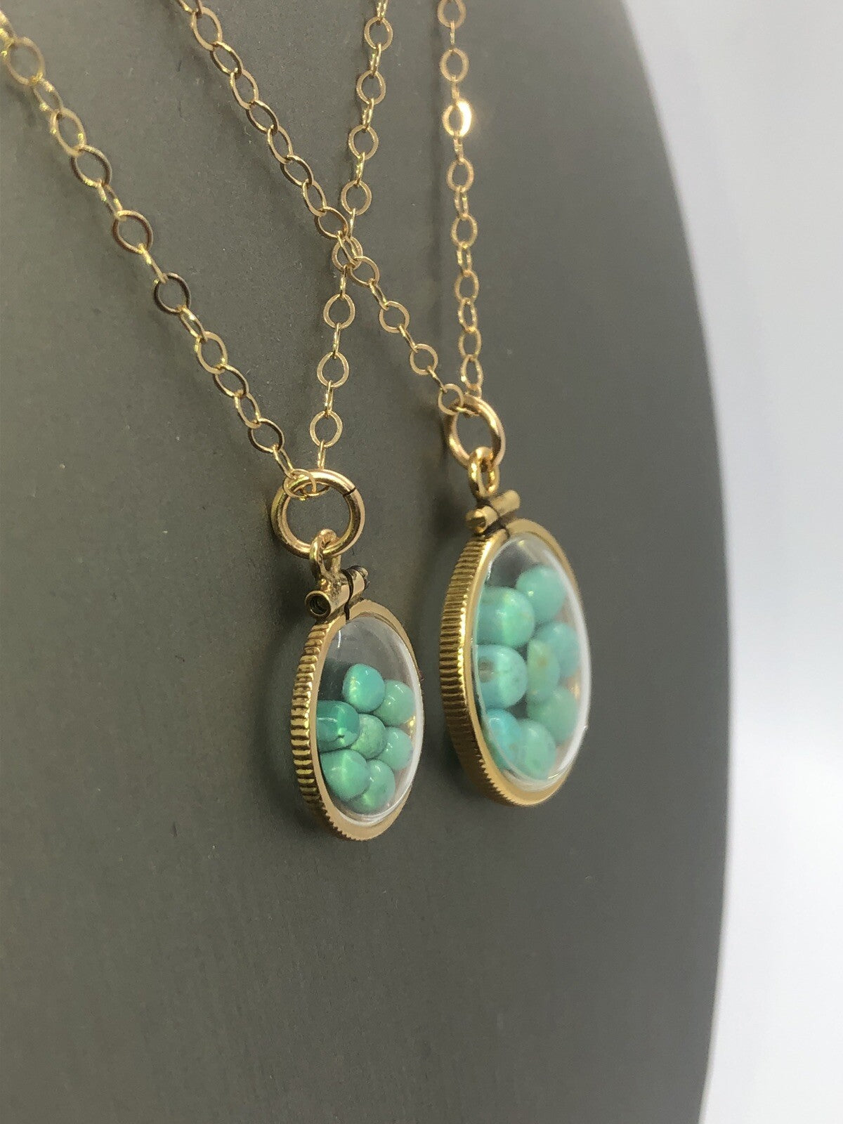 Vintage 12k gold filled Shaker Locket with  Beautiful Turquoise Cabochons
