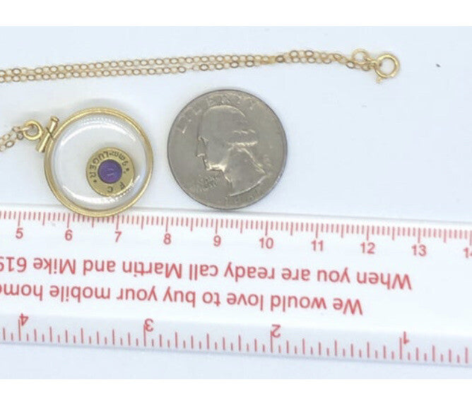 Handmade 14k gold filled 9 mm bullet shaker locket, with .4 CT floating amet