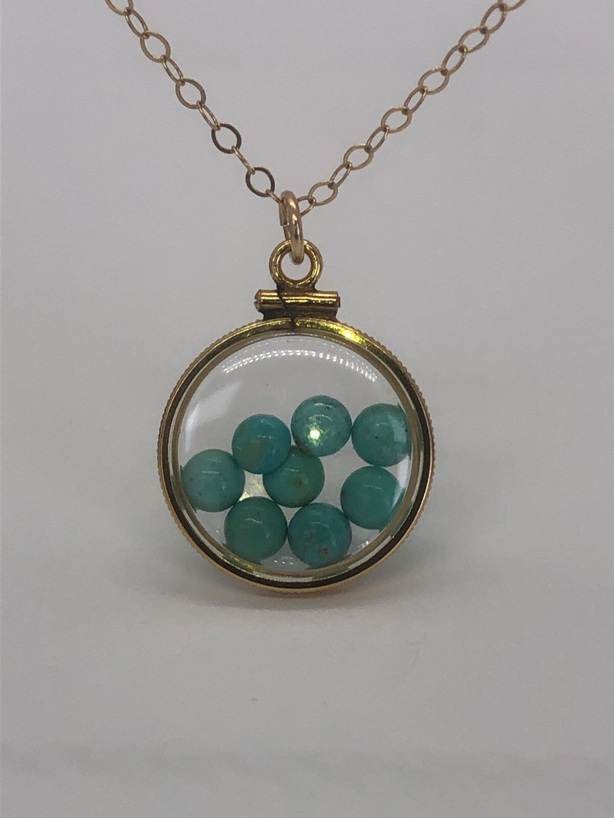Vintage 12k gold filled Shaker Locket with  Beautiful Turquoise Cabochons