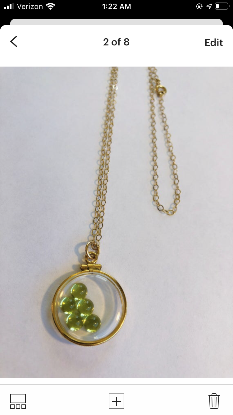 Vintage 12k gold filled shaker locket, beautiful green peridot cabochons UNIQUE