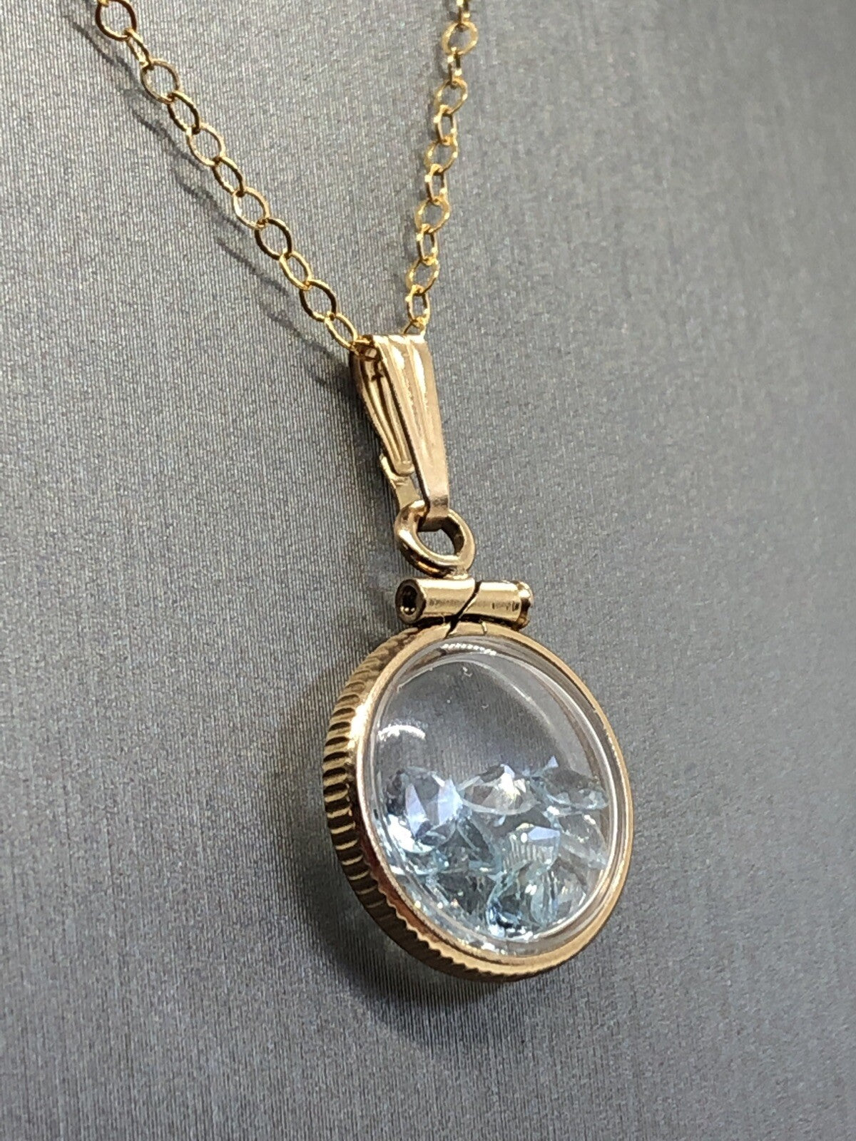 Handmade12.5 mm Aquamarine Shaker Locket 14k GF/  Silver,Custom for Mother’s Day