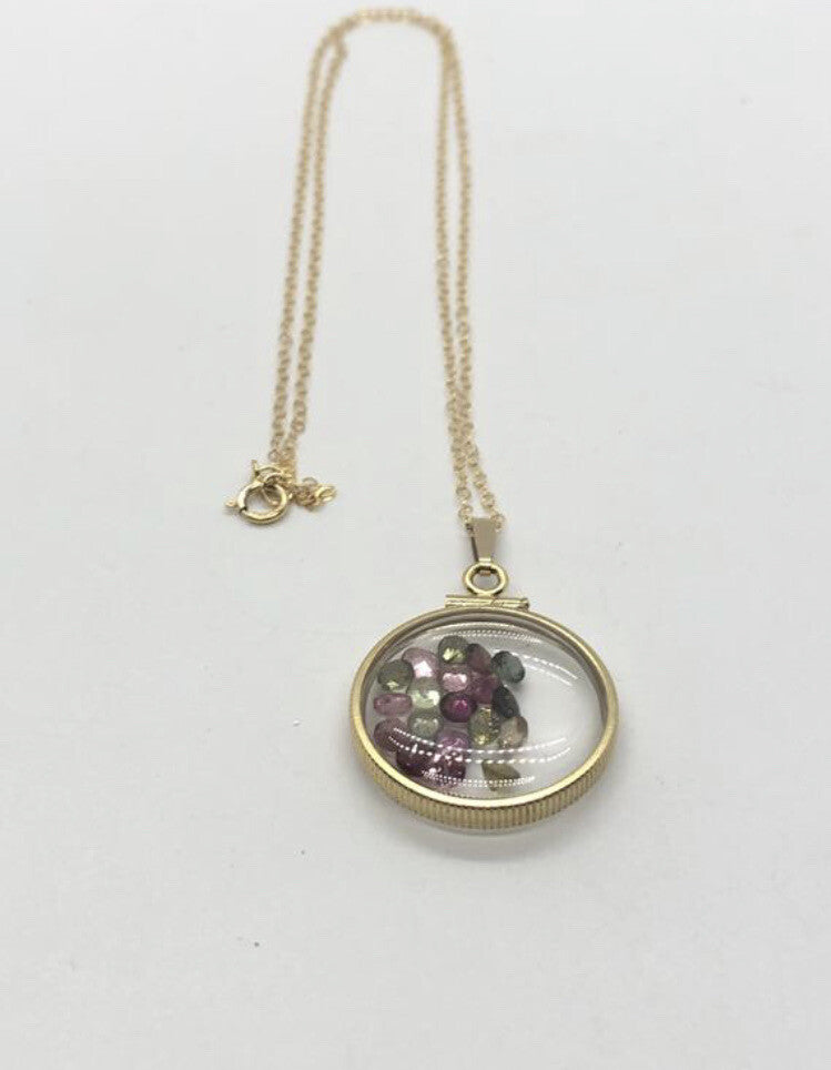 Handmade Tourmaline Shaker Locket 14k GF or Sterling Silver, Custom Mother’s Day