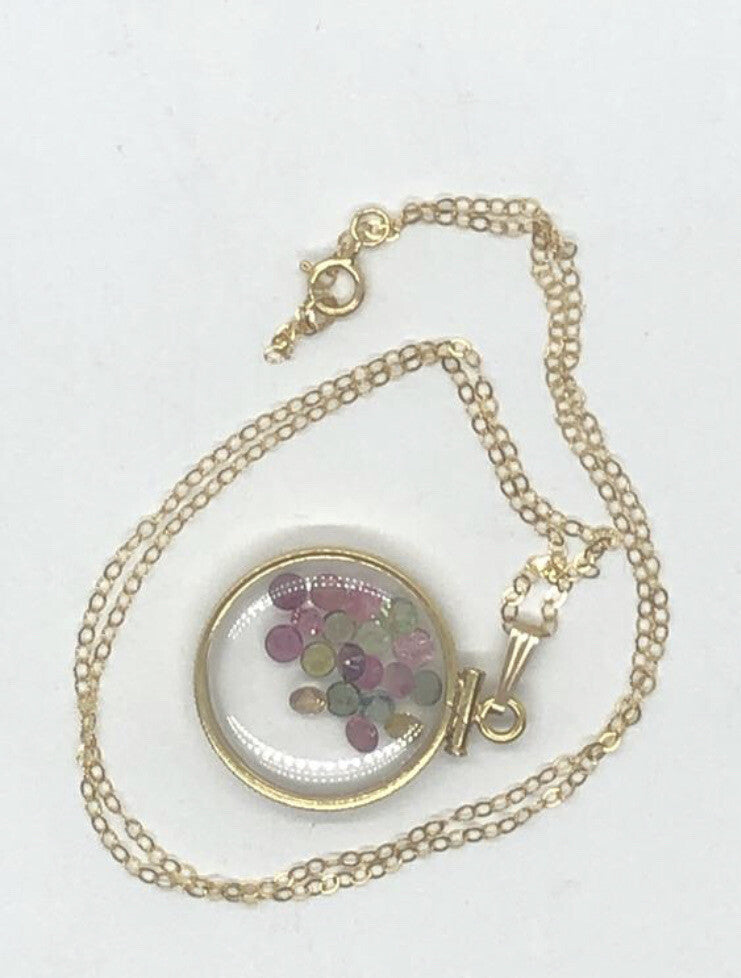 Handmade Tourmaline Shaker Locket 14k GF or Sterling Silver, Custom Mother’s Day