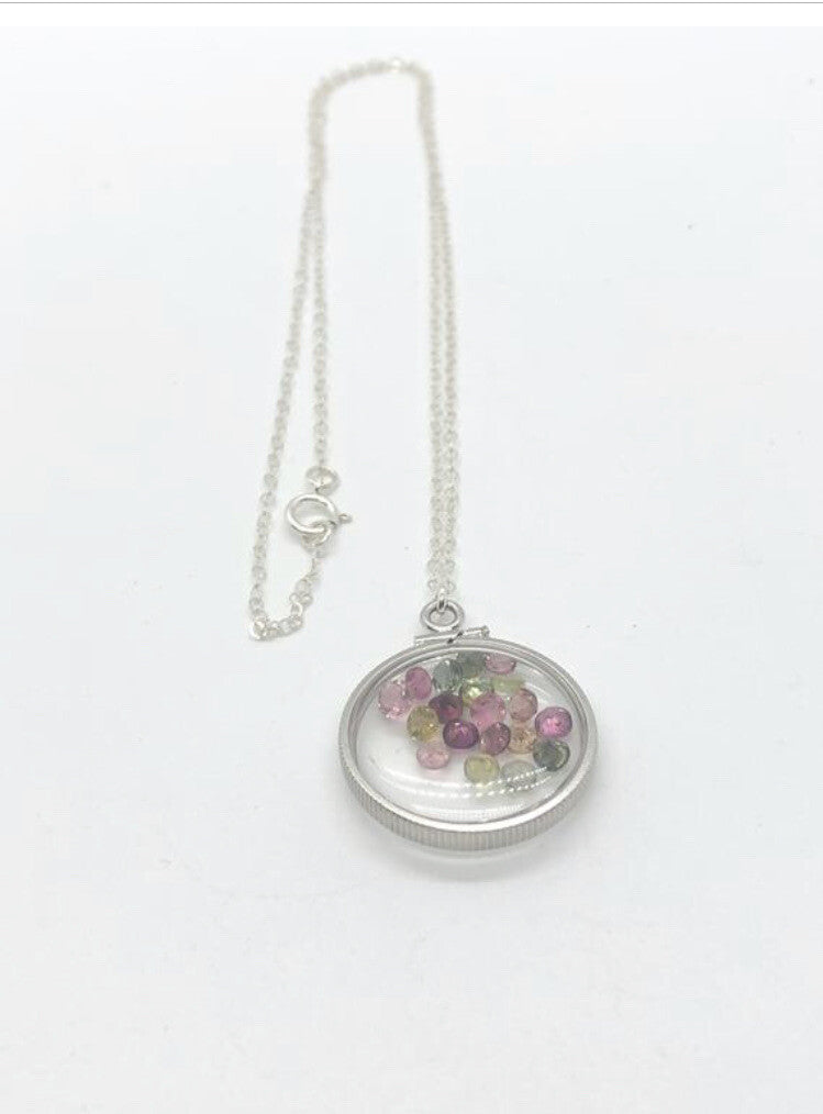 Handmade Tourmaline Shaker Locket 14k GF or Sterling Silver, Custom Mother’s Day