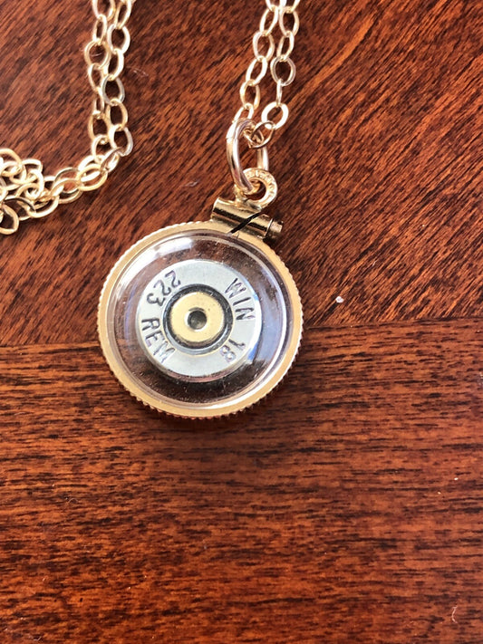 223 bullet necklace,Vintage 12k gold filled locket