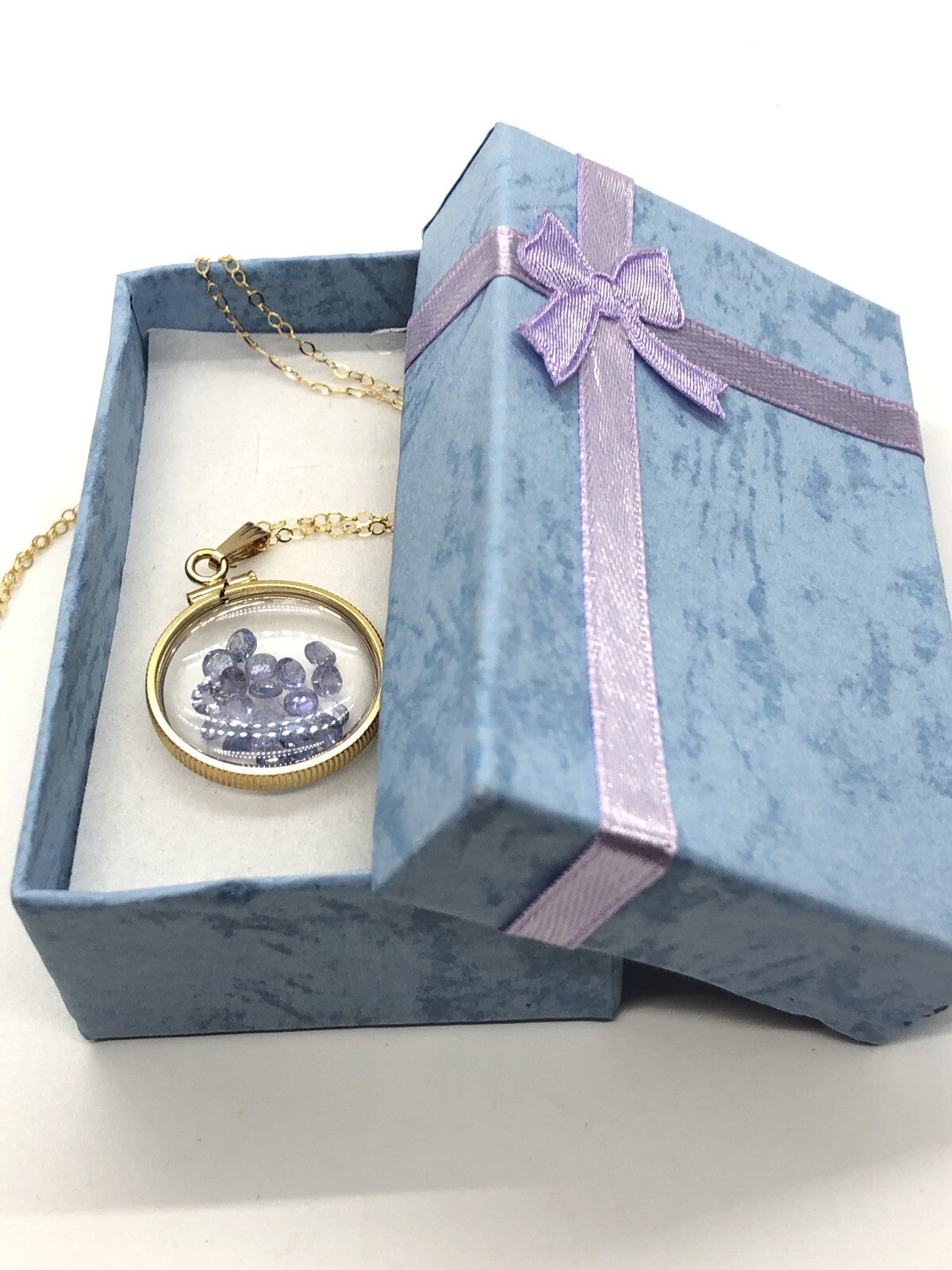 Handmade Tanzanite Shaker Locket 14k GF or Sterling Silver, Custom Mother’s Day