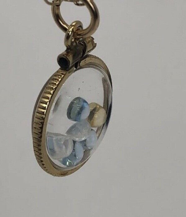 Vintage 12k gold filled Shaker locket with  mix of Moonstone, Citrine and Topaz
