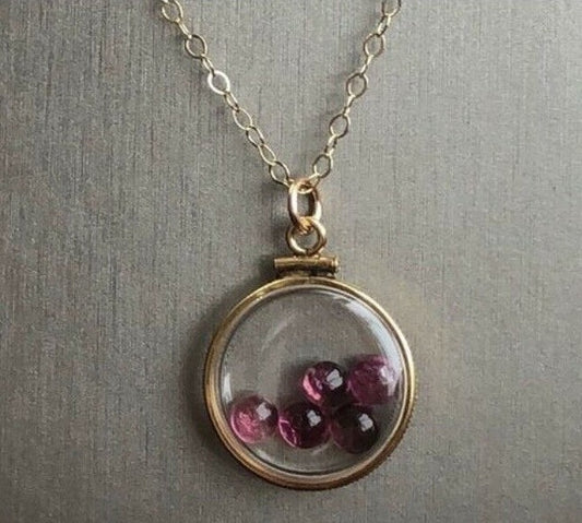 Vintage 12k gold filled shaker locket with 5 beautiful pink tourmaline cabochons