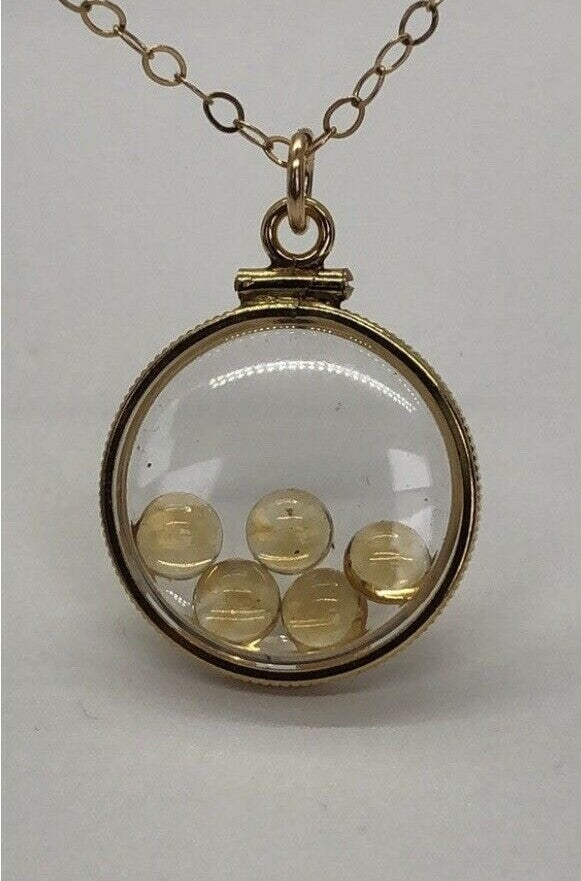 Vintage 12k gold filled shaker locket with 5 beautiful 5mm Citrine Cabochons