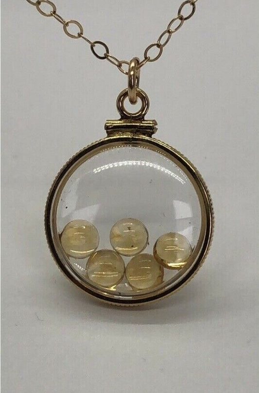 Vintage 12k gold filled shaker locket with 5 beautiful 5mm Citrine Cabochons