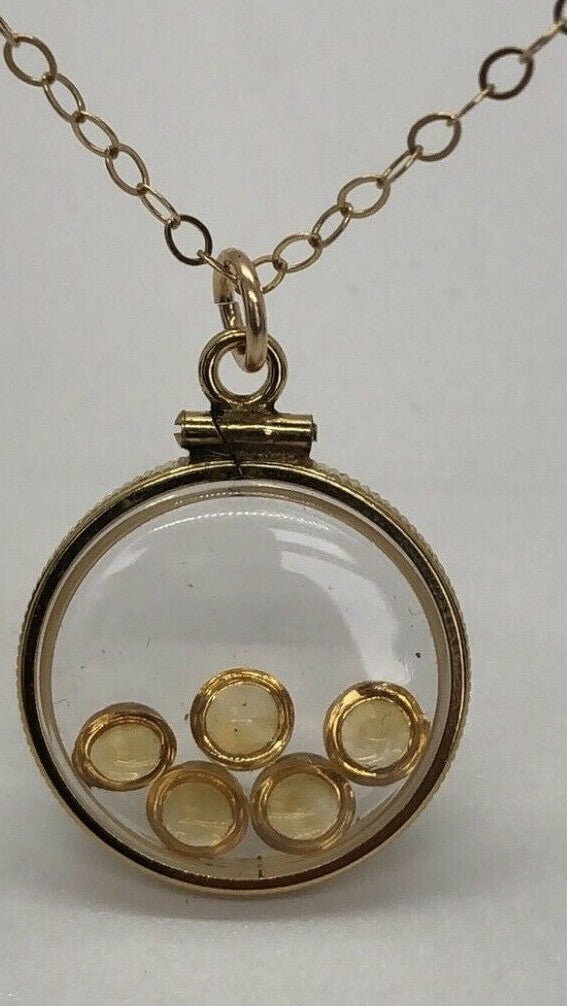 Vintage 12k gold filled shaker locket with 5 beautiful 5mm Citrine Cabochons