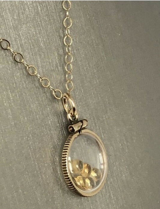 Vintage 12k gold filled shaker locket with 5 beautiful 3mm Citrine cabochons