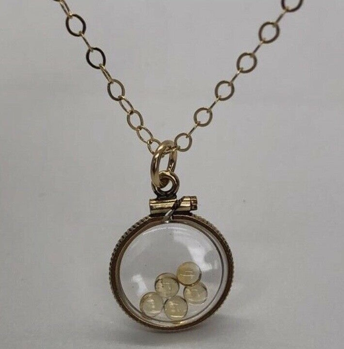 Vintage 12k gold filled shaker locket with 5 beautiful 3mm Citrine cabochons