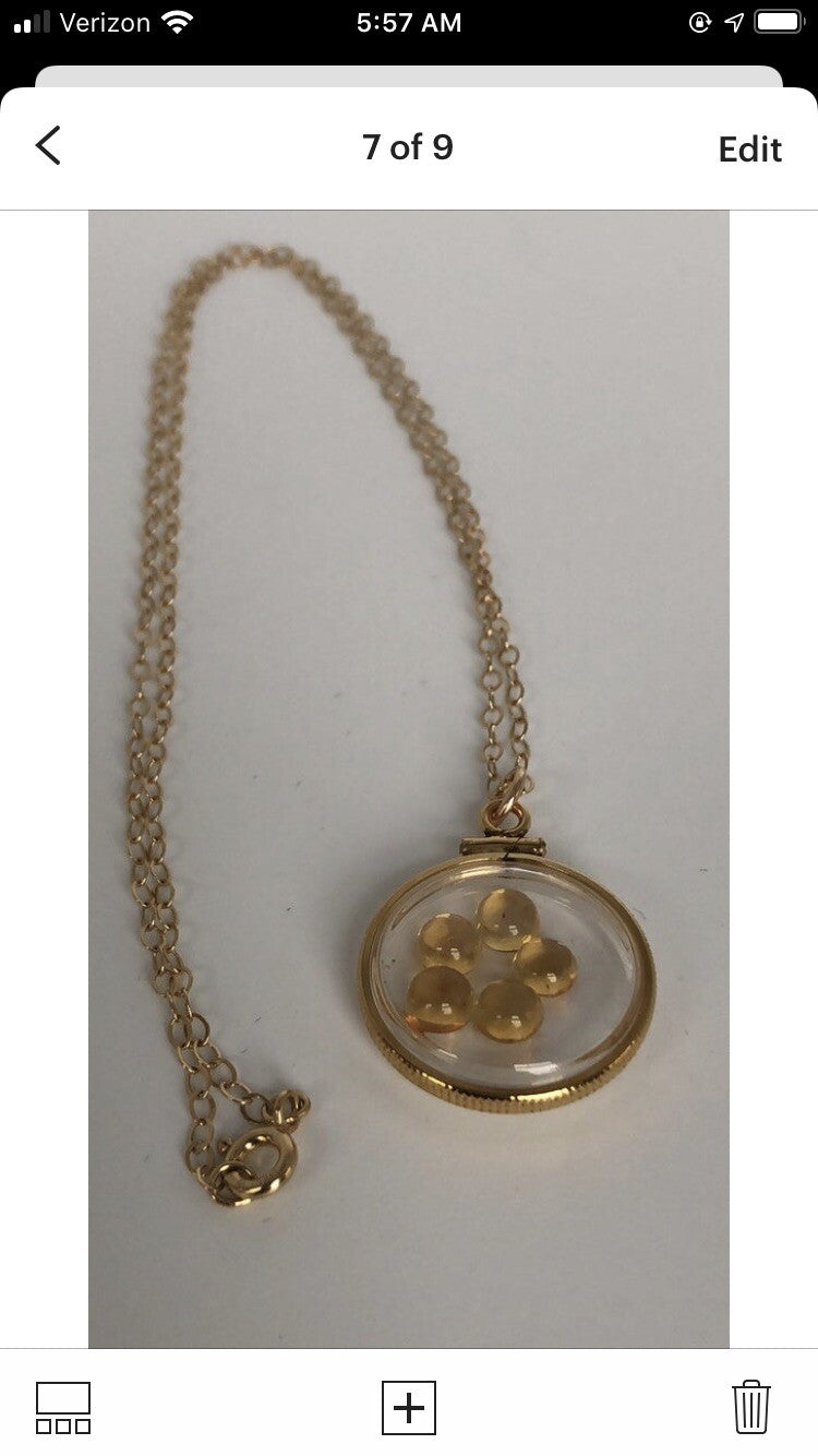 Vintage 12k gold filled shaker locket with 5 beautiful 5mm Citrine Cabochons