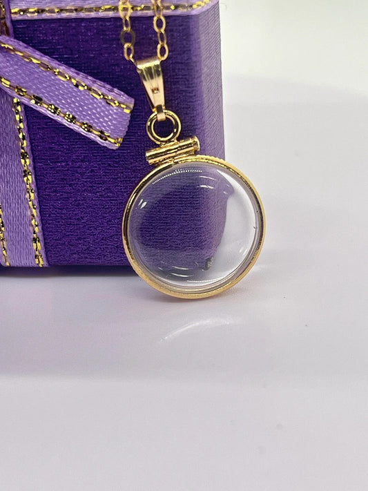 Handmade 16mm Empty Lucite Shaker Locket 14k Solid Gold with free screwdriver
