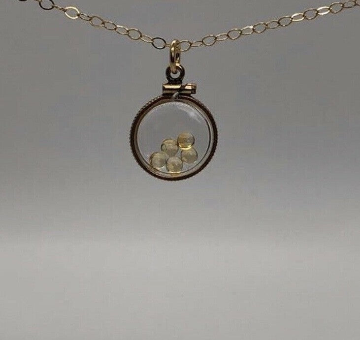 Vintage 12k gold filled shaker locket with 5 beautiful 3mm Citrine cabochons