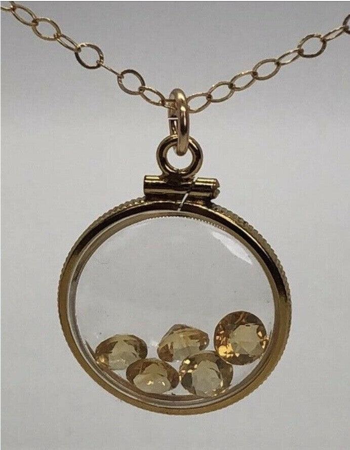 Vintage 12k gold filled shaker locket with 5 beautiful natural Citrine Gems