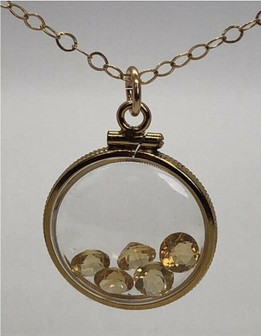 Vintage 12k gold filled shaker locket with 5 beautiful natural Citrine Gems