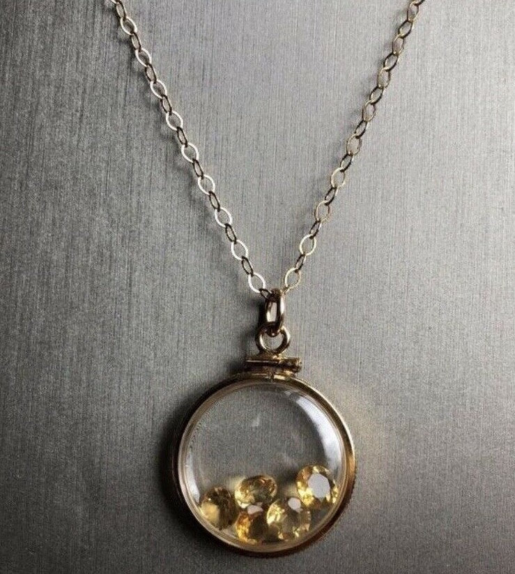 Vintage 12k gold filled shaker locket with 5 beautiful natural Citrine Gems