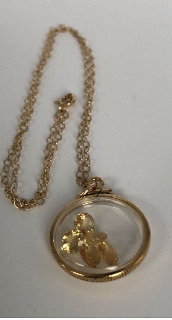 Vintage 12k gold filled shaker locket with 5 beautiful natural Citrine Gems