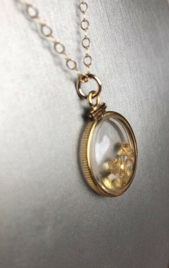 Vintage 12k gold filled shaker locket with 5 beautiful natural Citrine Gems
