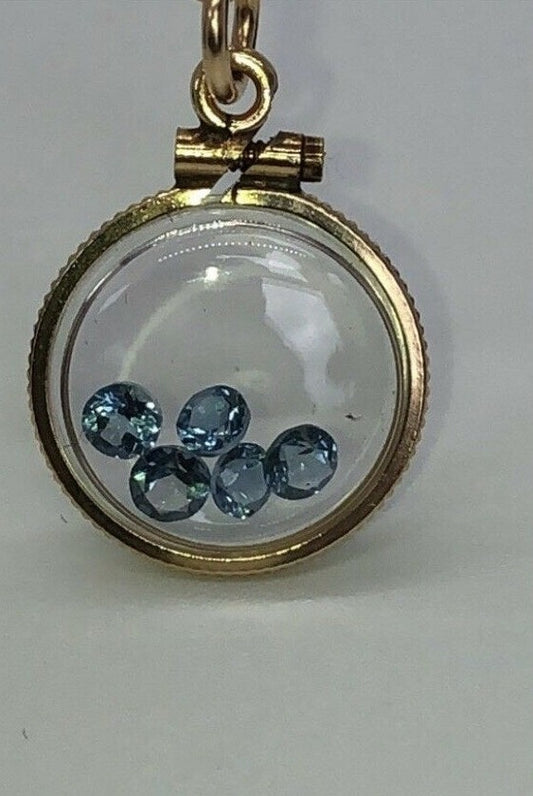 Vintage 12k gold filled shaker locket with five round cut 3mm Topaz gemstones