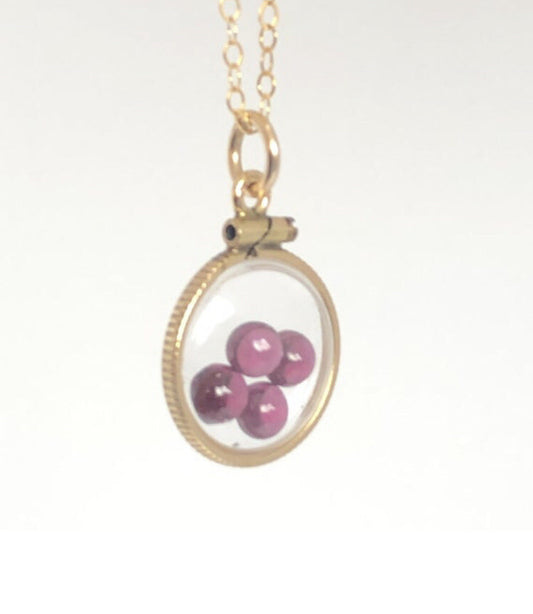 15 mm Vintage 12k gold filled shaker locket with 1.16 TCW cabochon garnet gems