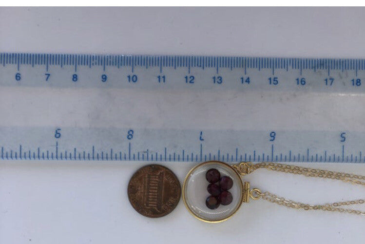20mm 14k gold filled Shaker  locket, 3.55 TCW genuine Garnet gems, January Birth