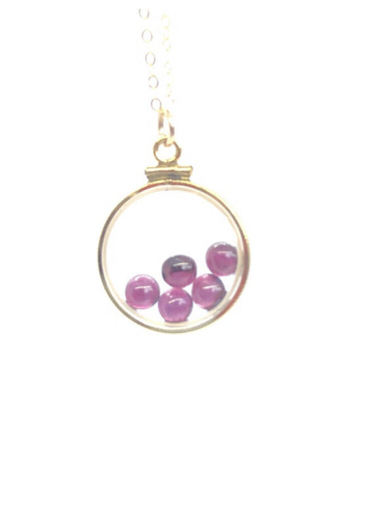 20 mm  Vintage 12k gold filled shaker locket with 4 TCW Garnets, January Birth