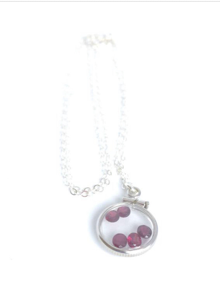 12.5 mm Handmade sterling silver shaker locket with 0.85 TCW of genuine garnets