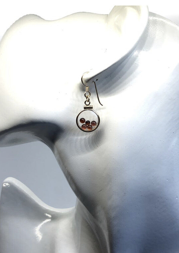 Handmade 14k gold filled shaker locket Earrings 2.2 TCW of genuine garnets