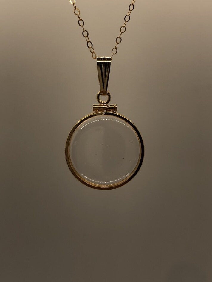 Solid 14k gold Empty 20mm Handmade shaker Locket w/ FREE small  SCREW DRIVER