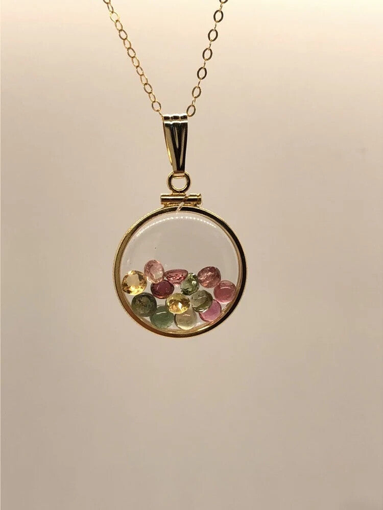 Solid 14k gold Empty 20mm Handmade shaker Locket w/ FREE small  SCREW DRIVER