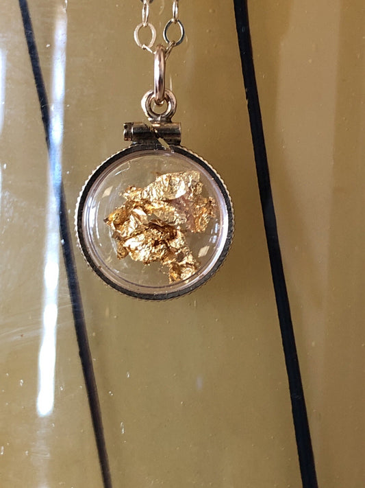 Vintage 12k gold filled locket with 23k gold inside hand made necklace