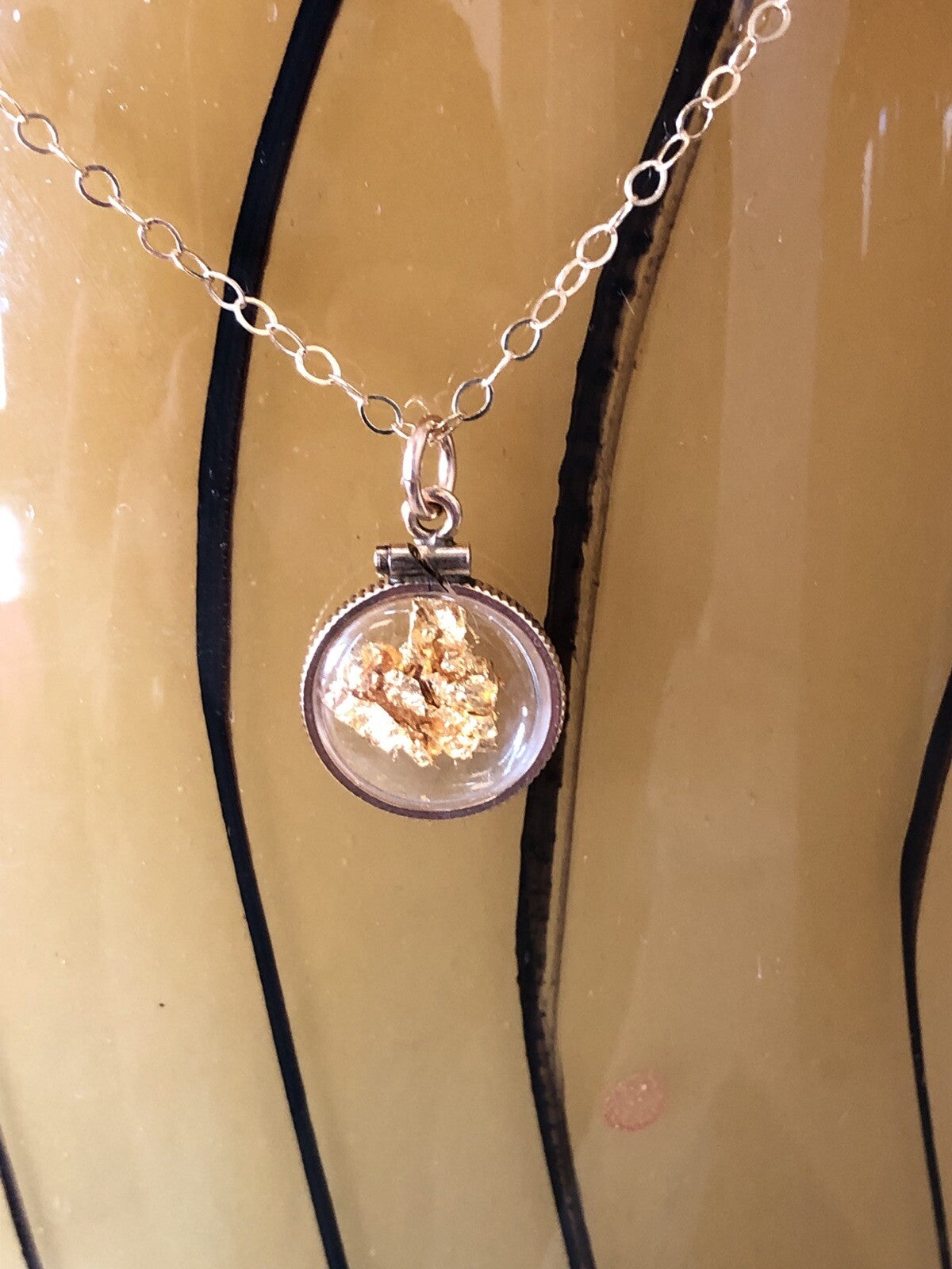 Vintage 12k gold filled locket with 23k gold inside hand made necklace