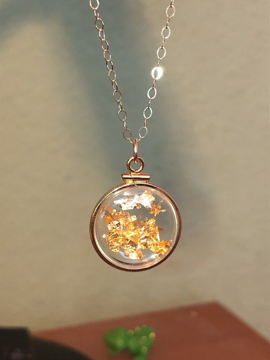 Vintage 12k gold filled locket with 23k gold inside hand made necklace