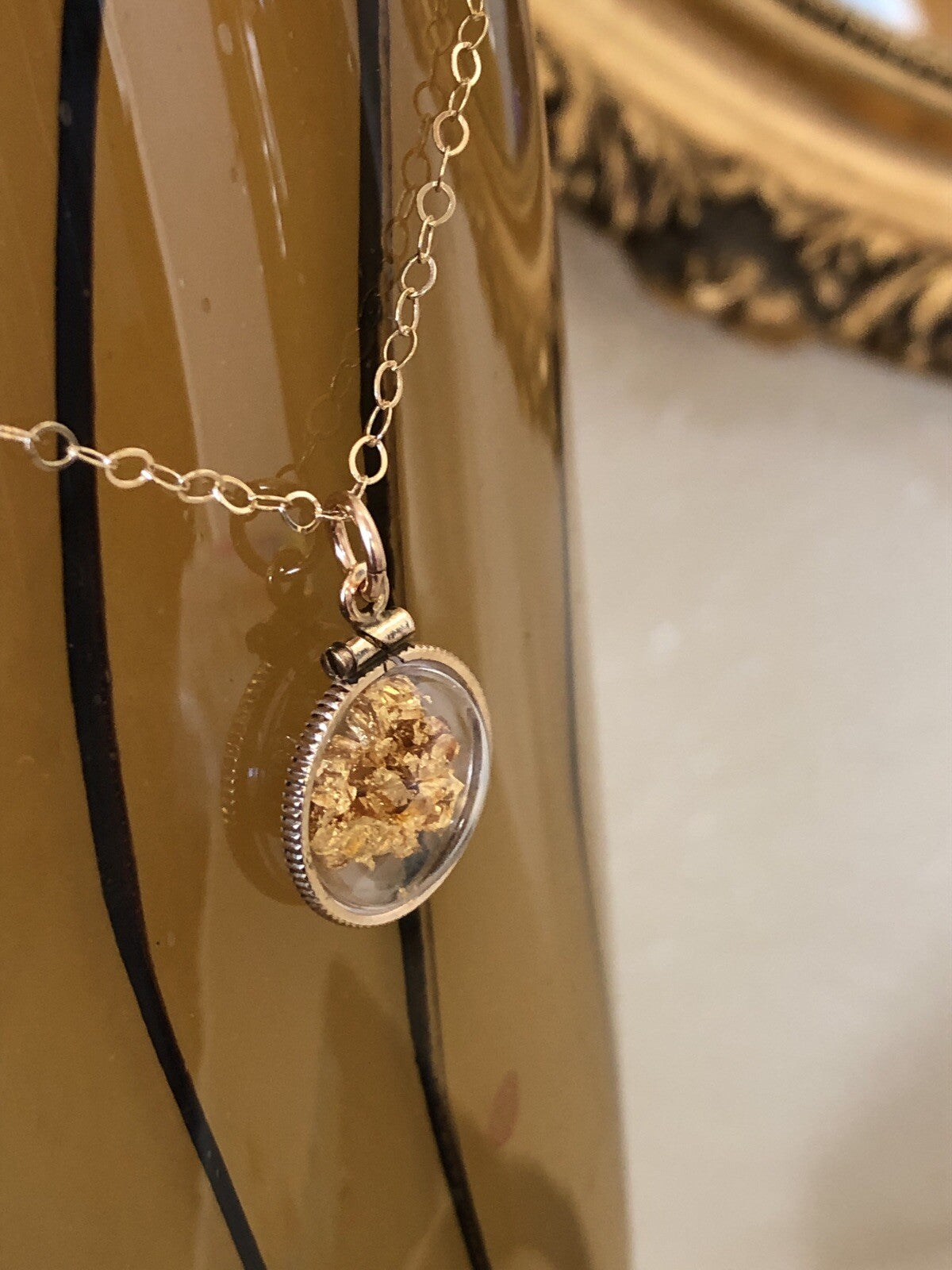 Vintage 12k gold filled locket with 23k gold inside hand made necklace
