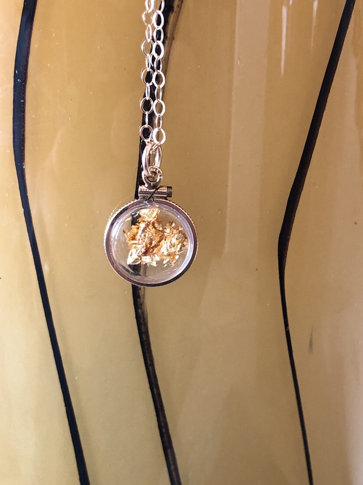 Vintage 12k gold filled locket with 23k gold inside hand made necklace