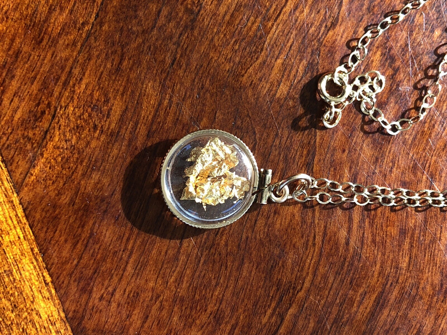 Vintage 12k gold filled locket with 23k gold inside hand made necklace